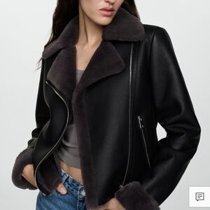 Jacket with shearling - effect lining